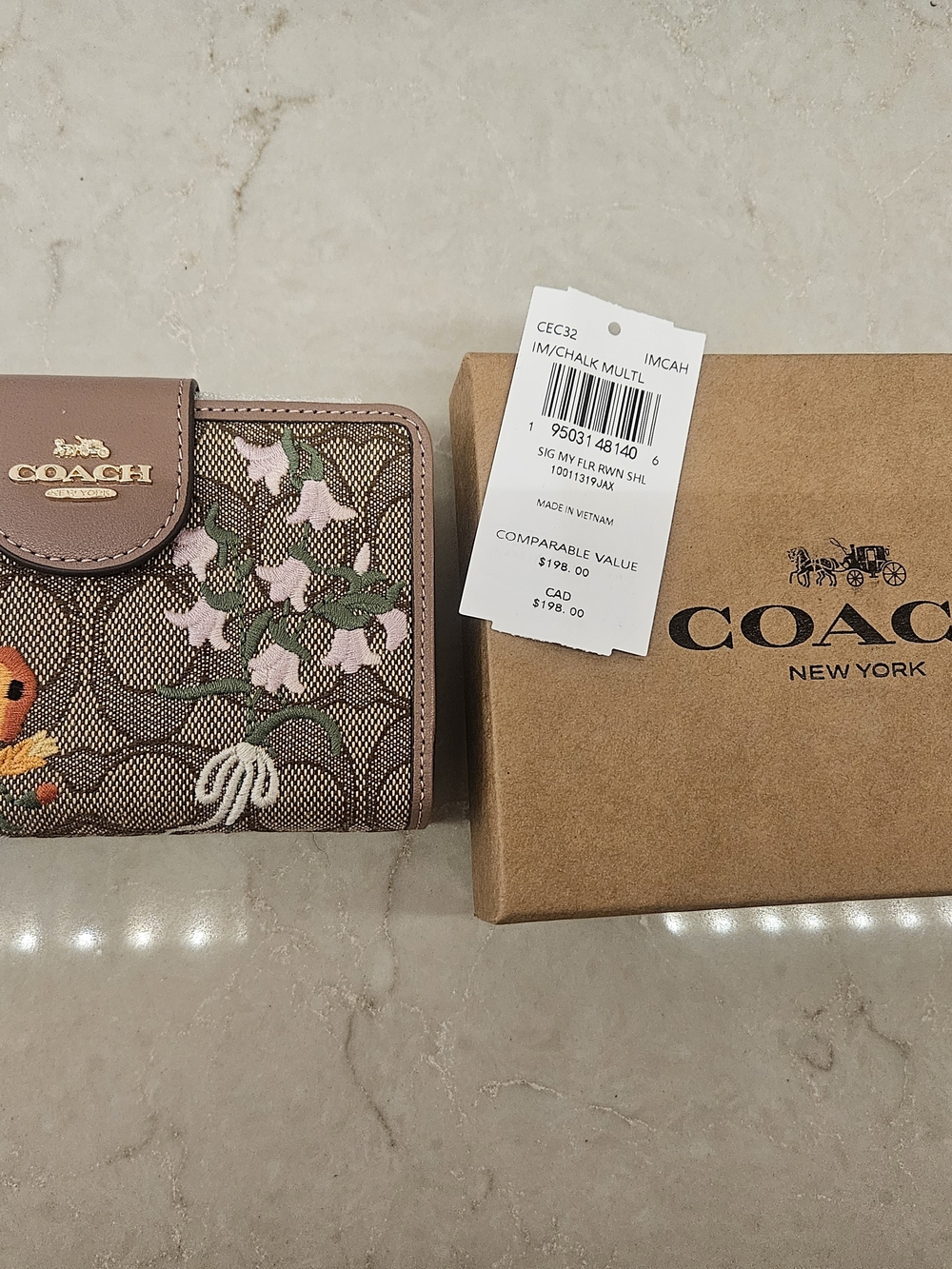 Coach Medium Corner Zip Wallet -- Brown Floral - Picture 2 of 6